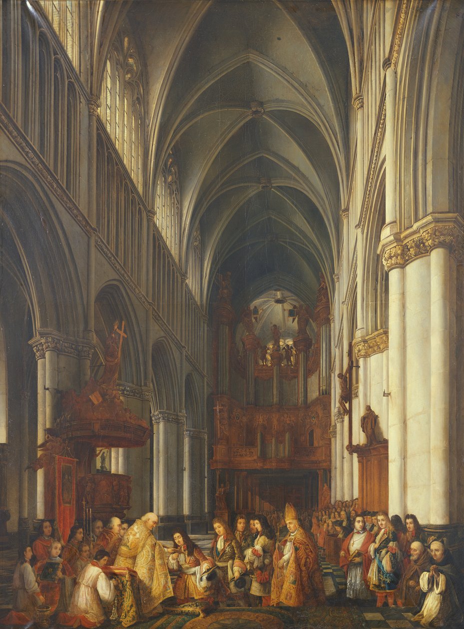 XIV. Lajos (1638-1715) bevonulása a Saint-Omer székesegyházba, 1839 alkotó: Hippolyte Joseph Cuvelier