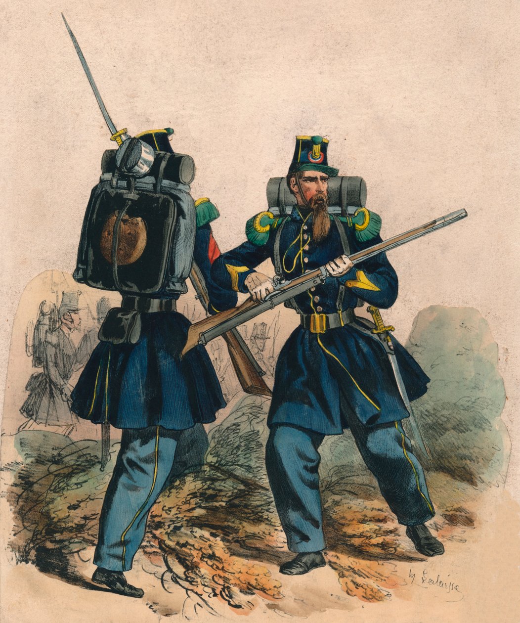 Chasseurs A Pied, 19. század közepe-vége. alkotó: Hippolyte Lalaisse