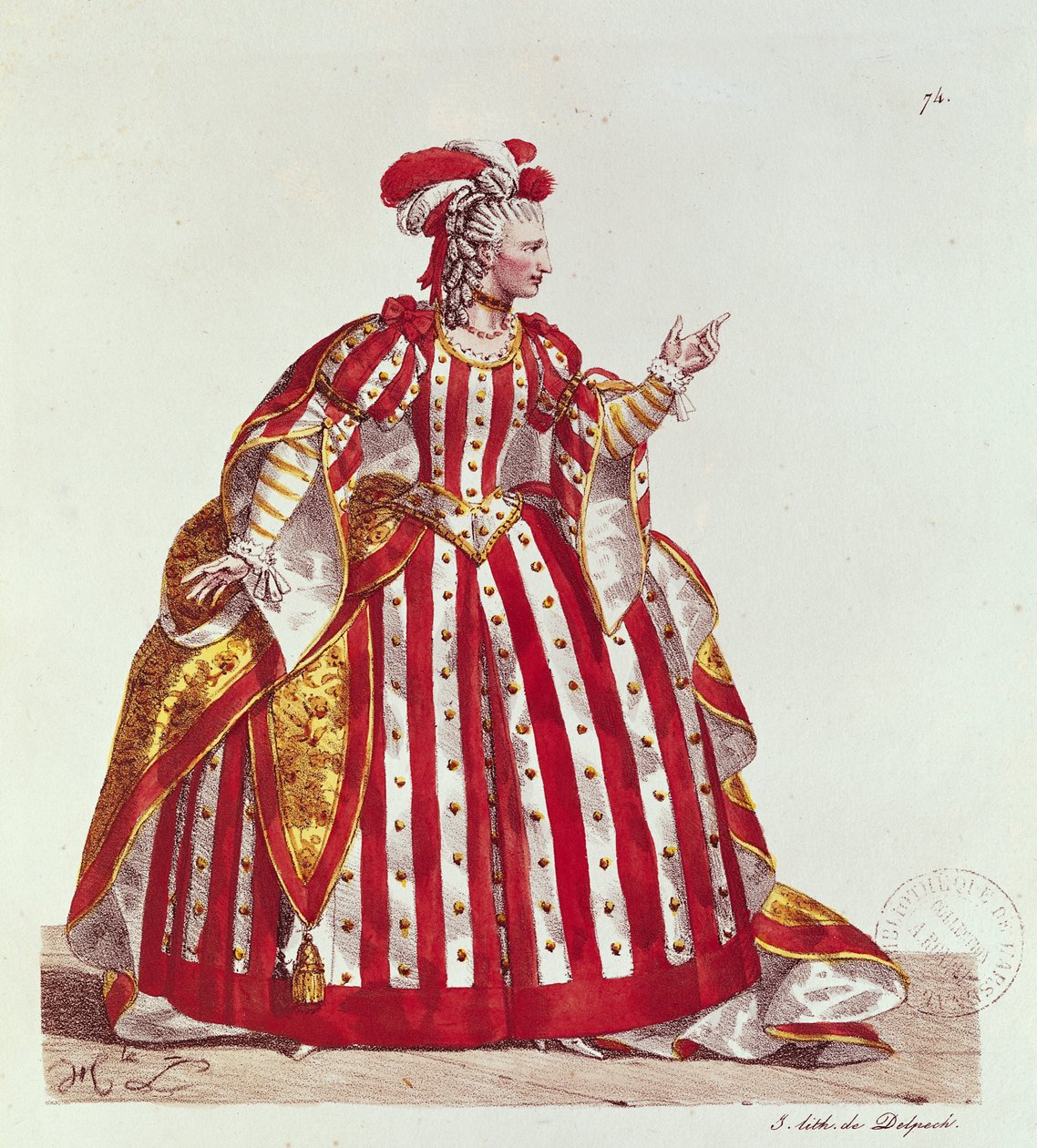 Mademoiselle Dumesnil (1713-1803) Agrippina szerepében a "Britannicusban", Jean Racine (1639-99) vésette Francois Seraphin Delpech (1778-1825) 1740 alkotó: Hippolyte Lecomte