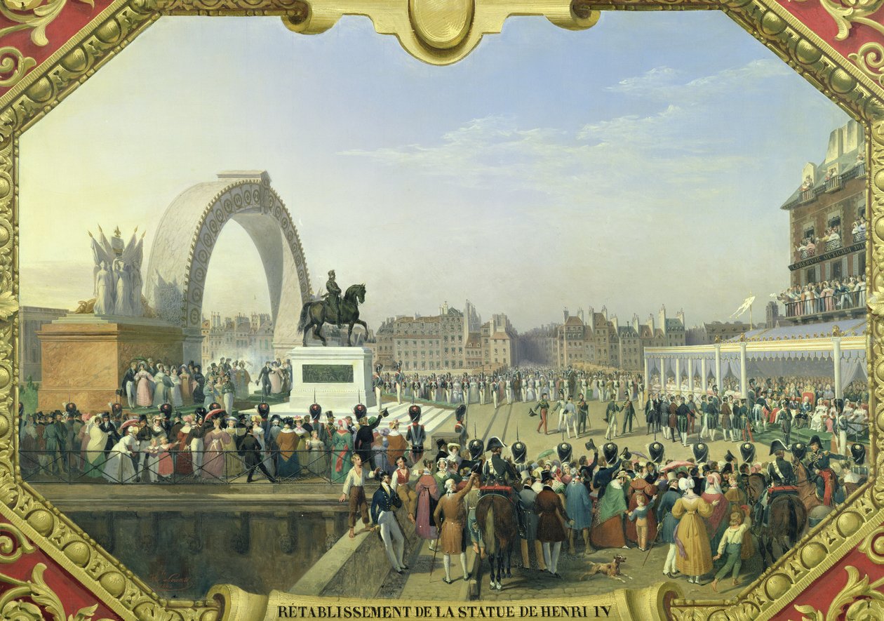 IV. Henrik (1553-1610) szobrának újbóli felállítása a Pont Neuf-on, 1818. augusztus 25. alkotó: Hippolyte Lecomte