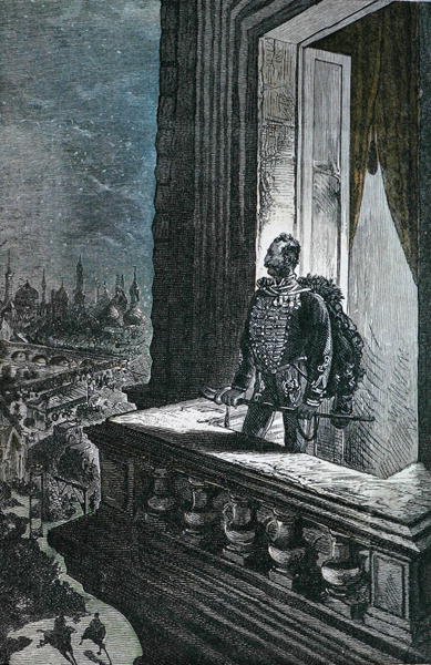 Illusztráció Jules Verne (1828-1905) „Michel Strogoff” című művéből (színes metszet) alkotó: Hippolyte Leon Benett