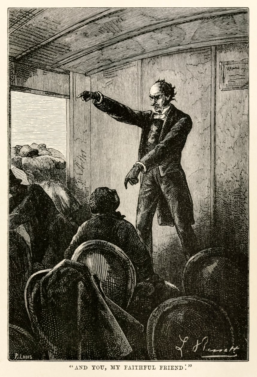 És te, hűséges barátom, Jules Verne (1828-1905) nyolcvan nap alatt a világ körül című művéből, amelyet Louis metszett, 1873 alkotó: Hippolyte Leon after Benett
