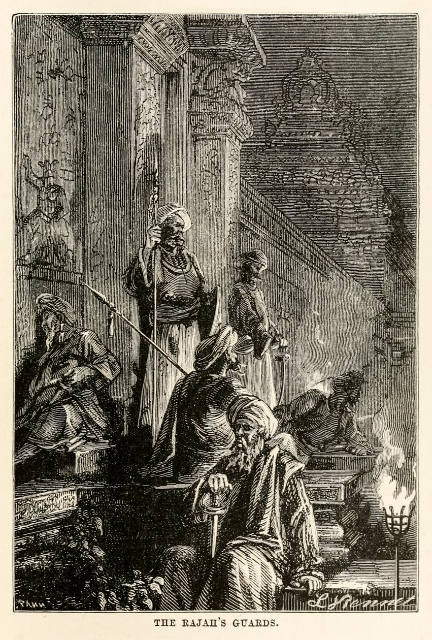 A Rajahs Guard, Jules Verne (1828-1905) a világ körül nyolcvan nap alatt című művéből, Adolphe François Pannemaker (1822-1900) metszetéből, 1873 alkotó: Hippolyte Leon after Benett