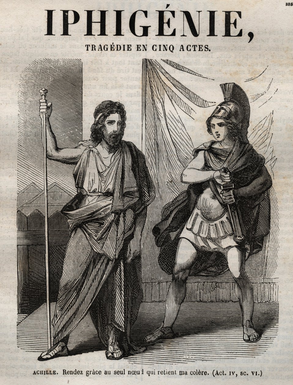 Jean Racine Iphigenie tragédiája – metszet az „Oeuvres de Jean Racine”-ba, Pauquet illusztrálta és Emile de La Bedolliere közleménye – 1851 alkotó: Hippolyte Louis Pauquet