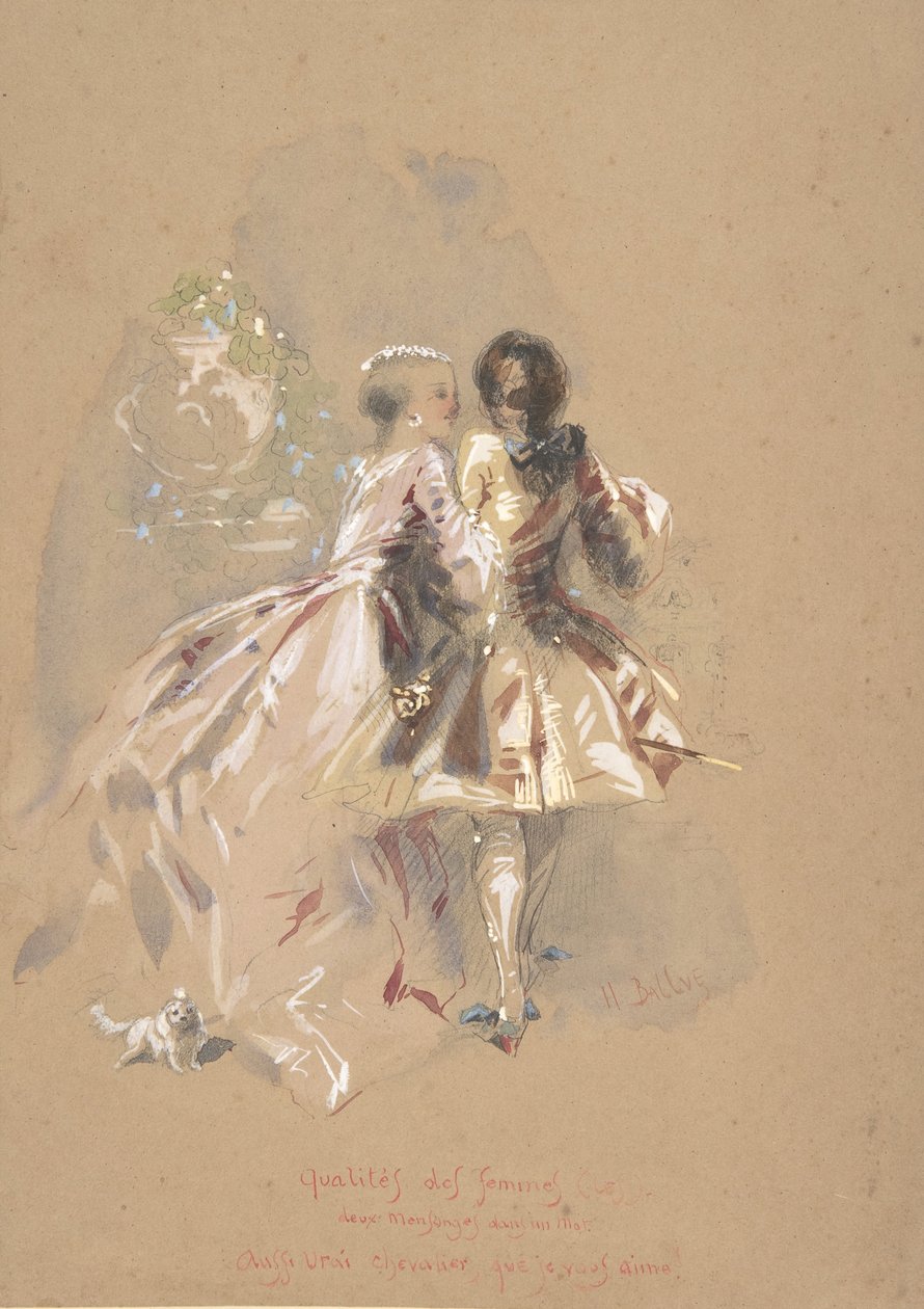 Fiatal pár hátulról nézve, 19. század közepe. alkotó: Hippolyte Omer Ballue