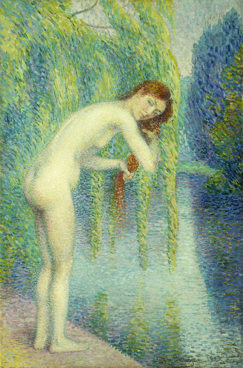 Fürdős hajmosás; Fürdős, aki hajat mos, 1903 alkotó: Hippolyte Petitjean