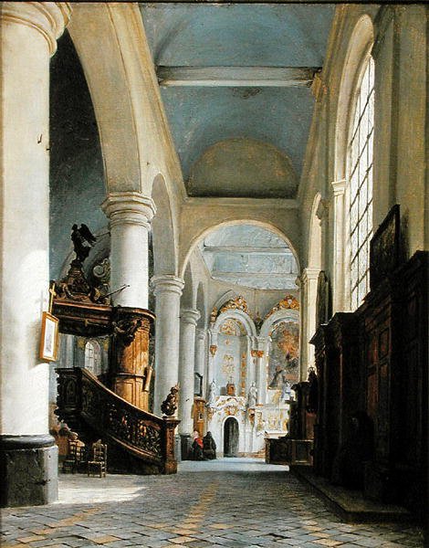 A St. Denis-templom belseje, Saint-Omer, 1835 alkotó: Hippolyte Victor Valentin Sebron