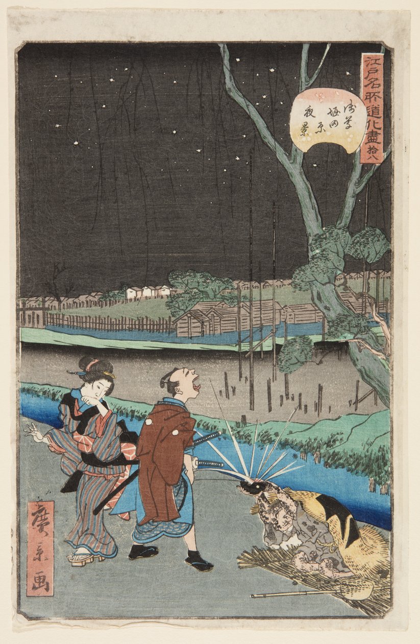 nak,-nek. 18. Éjszakai Sene Kazu Hottahara Asakusában (Asakusa Hottahara éjszakai nézet) alkotó: Hirokage Utagawa