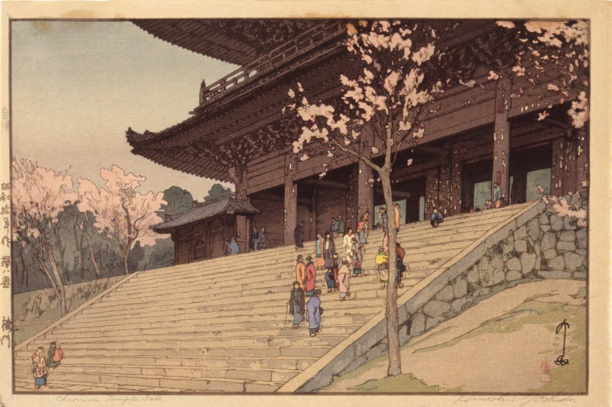 Chionin Temple Gate (színes fatömbnyomat) alkotó: Hiroshi Yoshida