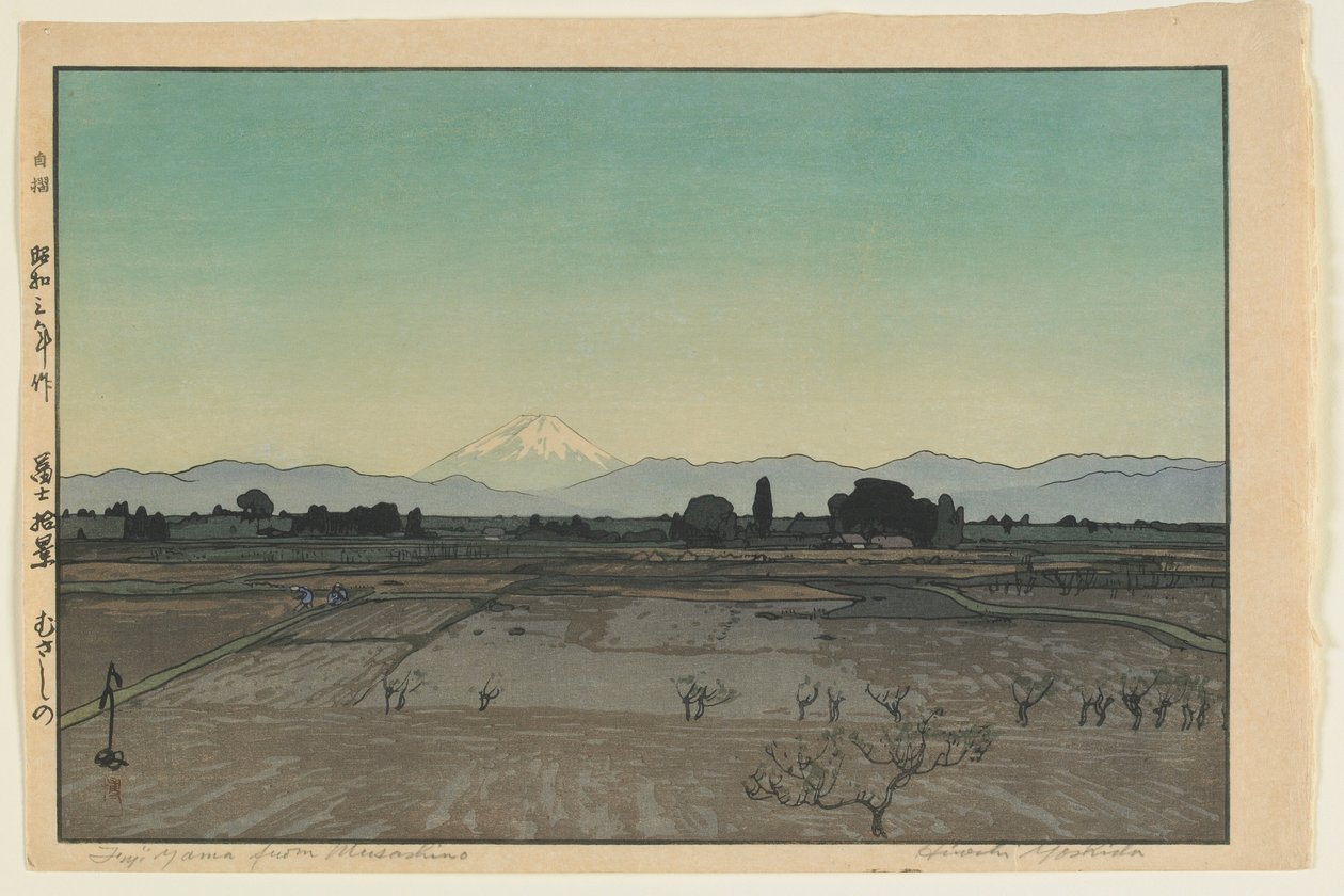 Fuji a Musashinoból, a sorozatból, Tíz kilátás a Fuji-hegyről, Showa-korszak alkotó: Hiroshi Yoshida