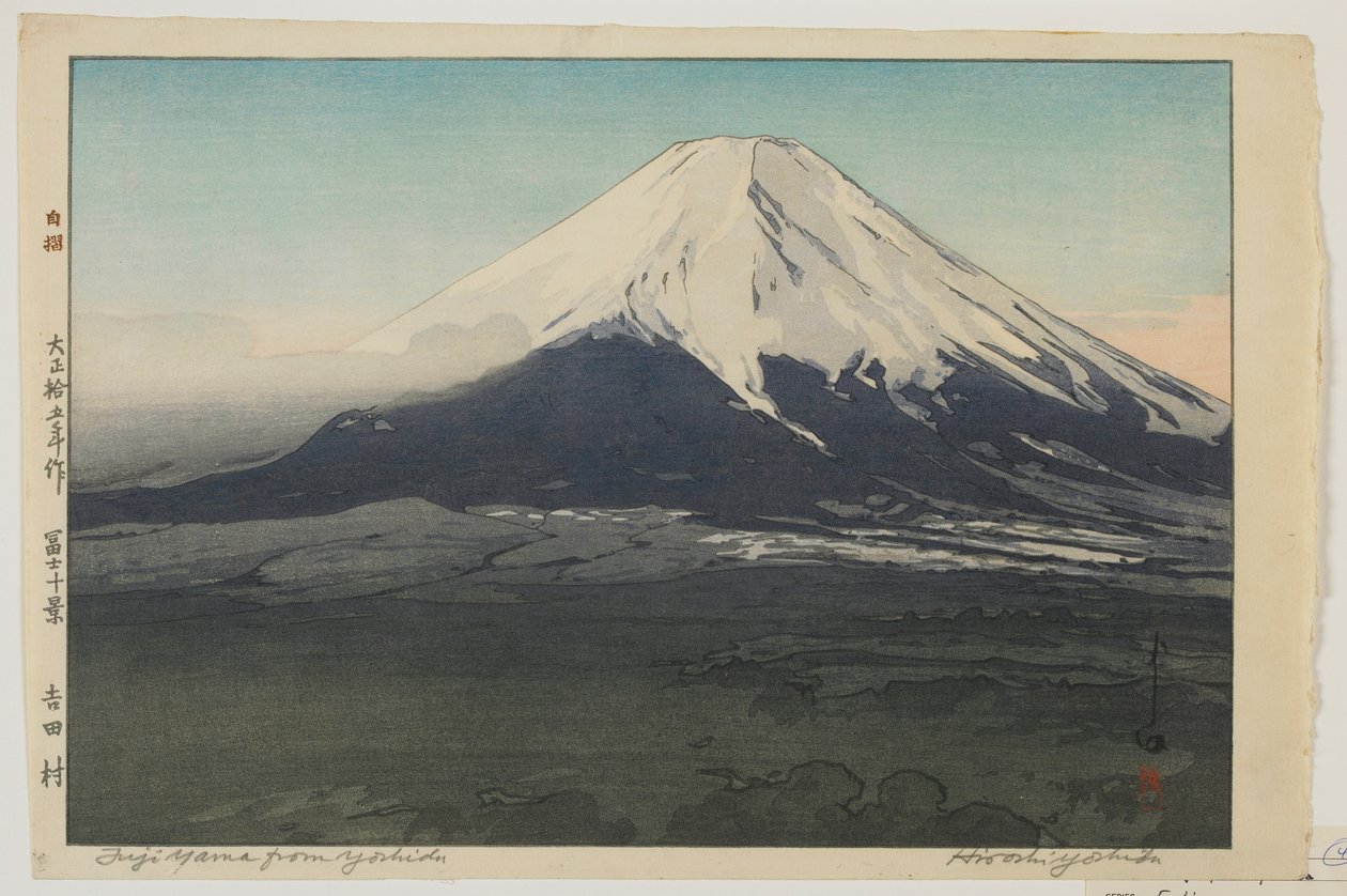 Fuji Yoshida-ból, a Tíz kilátás a Fuji-hegyről sorozatból, Taisho korszak alkotó: Hiroshi Yoshida