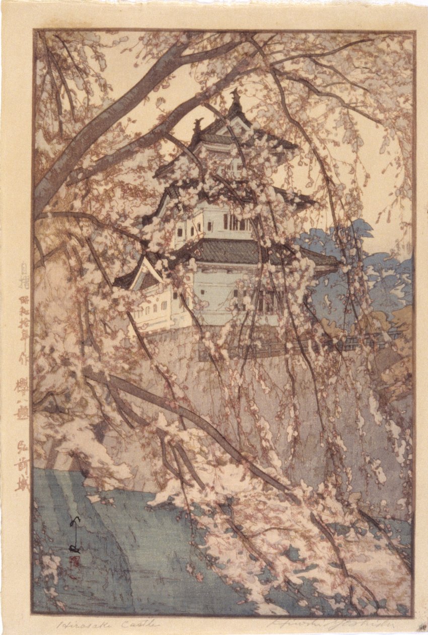 Hirosaki kastély (színes fatömbnyomat) alkotó: Hiroshi Yoshida