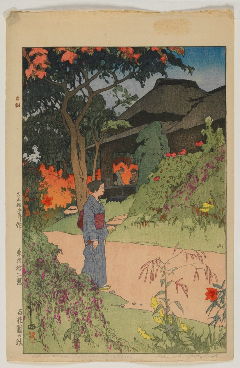 Száz virágos kert (Hyakkaen), a Tokió tizenkét jelenete, Taisho korszak sorozatból alkotó: Hiroshi Yoshida