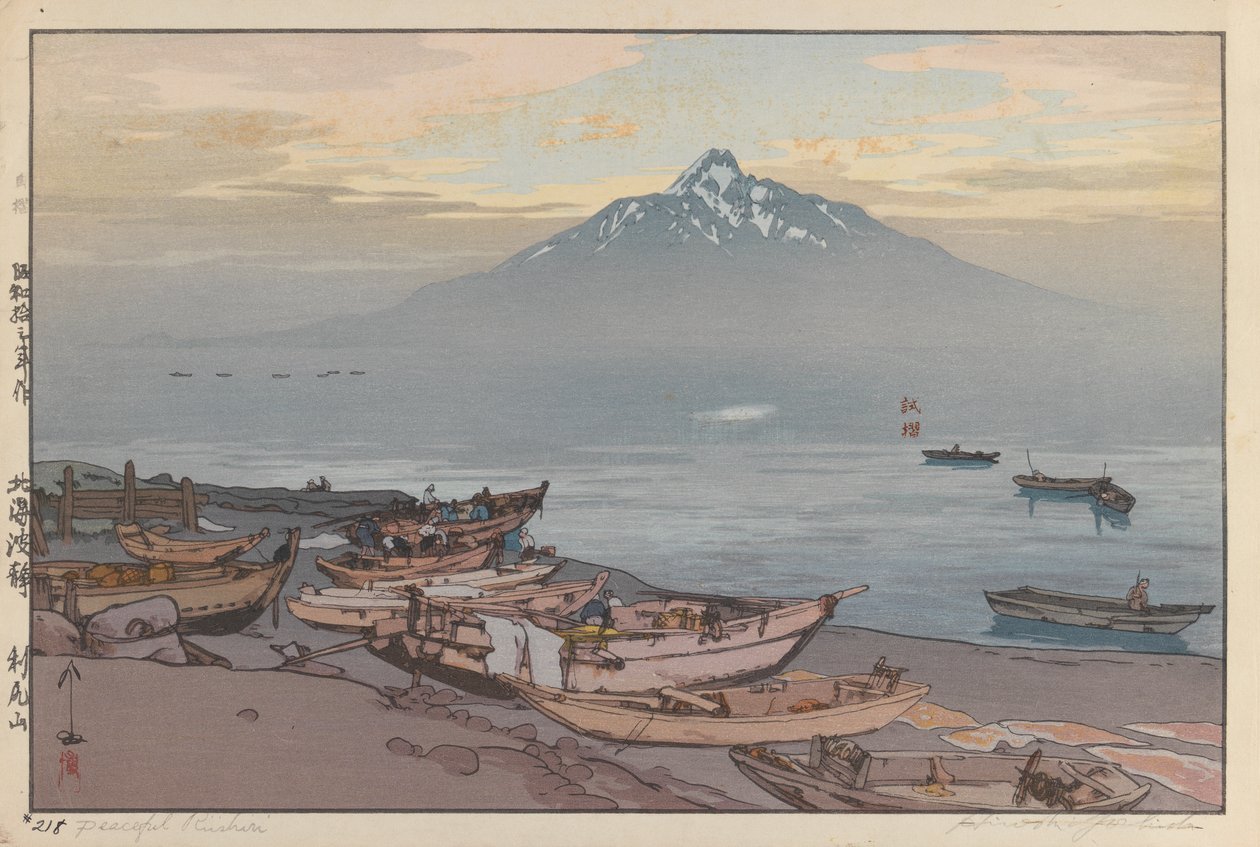 Békés Rishiri (fatömbnyomat papíron) alkotó: Hiroshi Yoshida