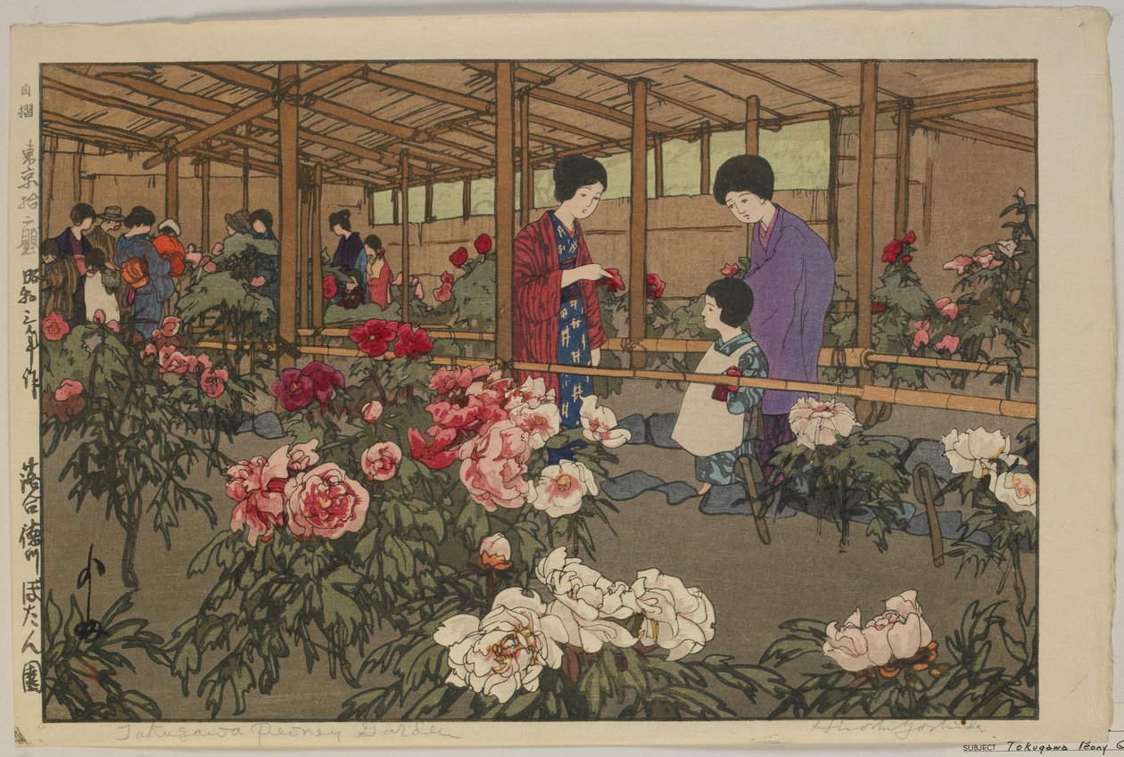 Tokugawa bazsarózsa kert, a Tokyo tizenkét jelenete sorozatból, Showa-korszak alkotó: Hiroshi Yoshida