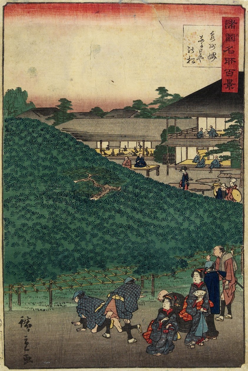 A Naniwaya fenyőfa Sakaiban, Senshu tartományban, 1859. szeptember alkotó: Hiroshige II
