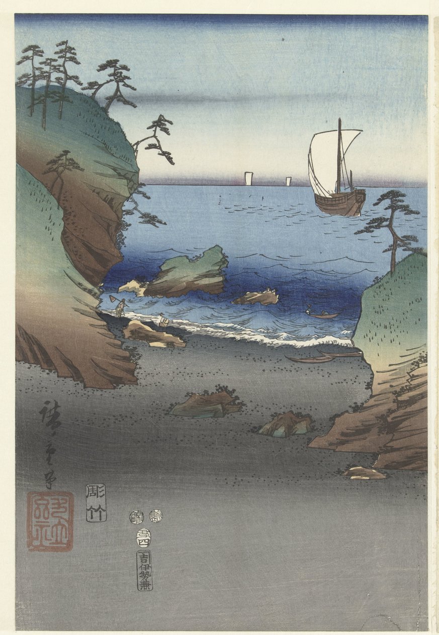 Genji kéz okos Furyu Genji Suma alkotó: Hiroshige (I) , Utagawa