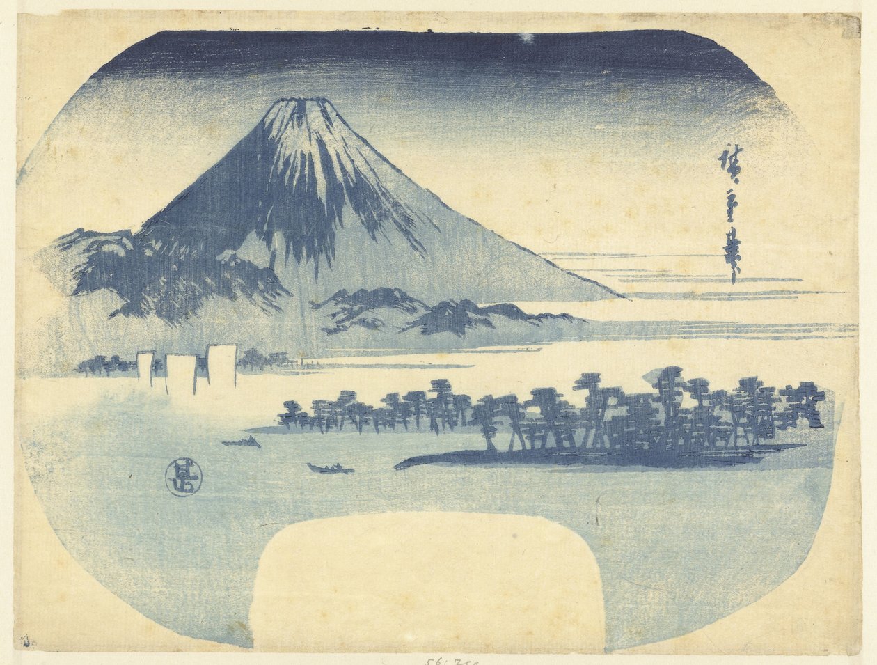 Fuji és a fenyőerdő Mio-ban alkotó: Hiroshige (I) , Utagawa