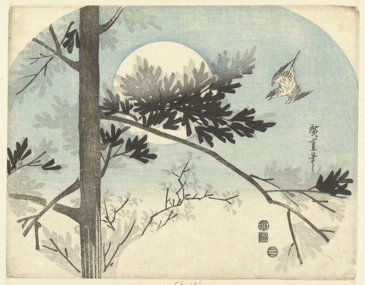 Kakukk és fenyőfa alkotó: Hiroshige (I) , Utagawa
