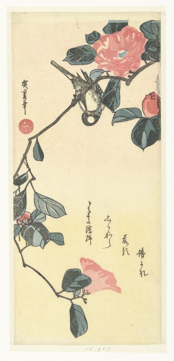 Madár és kamélia alkotó: Hiroshige (I) , Utagawa