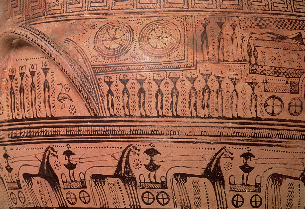 Padlási geometrikus kráter, Dipylonból, ie 750-735 (kerámia) (részlet alkotó: Hirschfeld painter