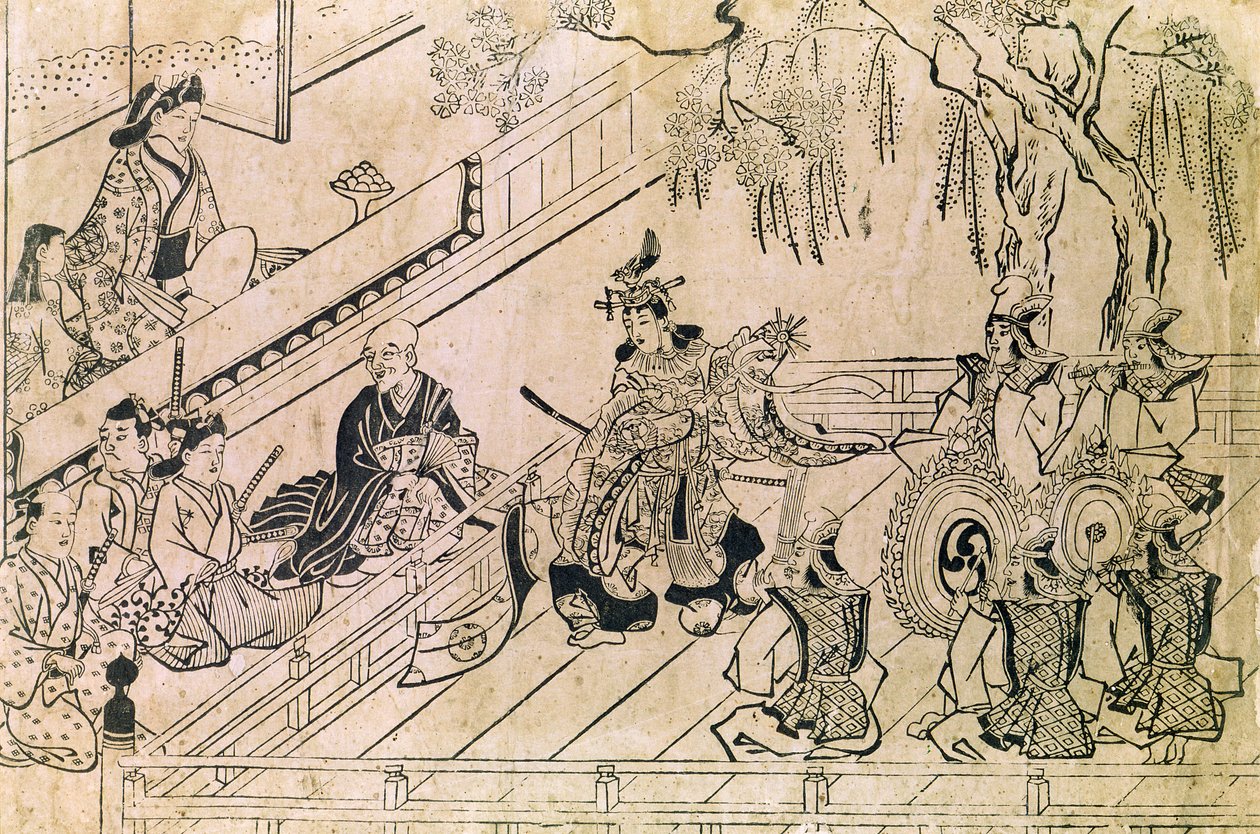 Egy szent tánc jelenete (fatömbnyomat) alkotó: Hishikawa Moronobu