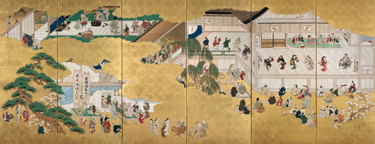 Jelenetek a Nakamura Kabuki Színházból alkotó: Hishikawa Moronobu