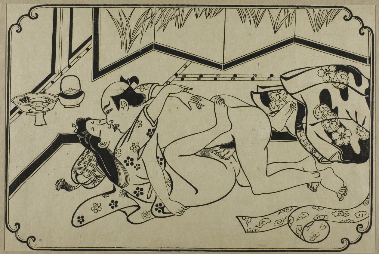 Egy lap egy shunga albumból alkotó: Hishikawa Moronobu