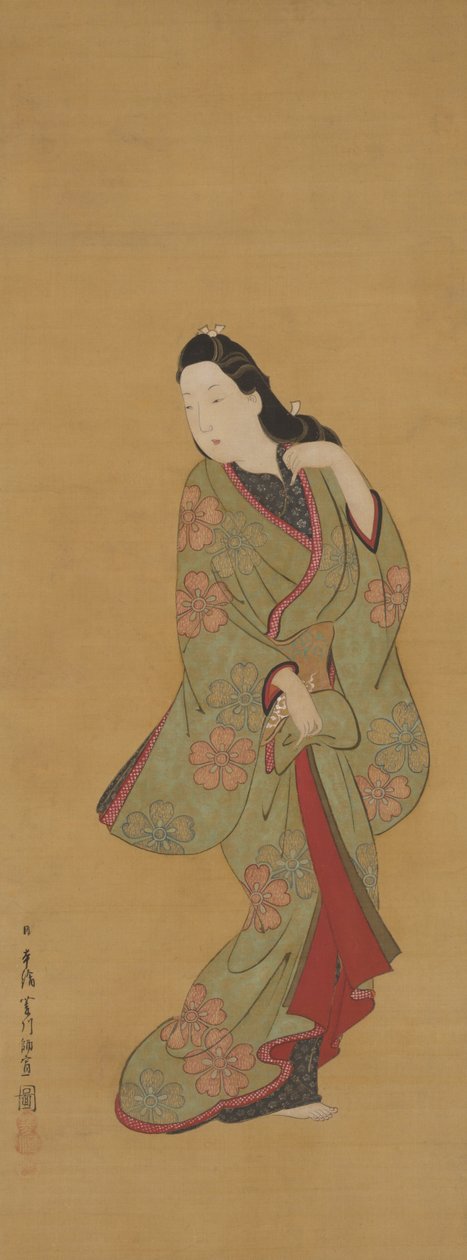 Szépség fordítva a fejét alkotó: Hishikawa Moronobu