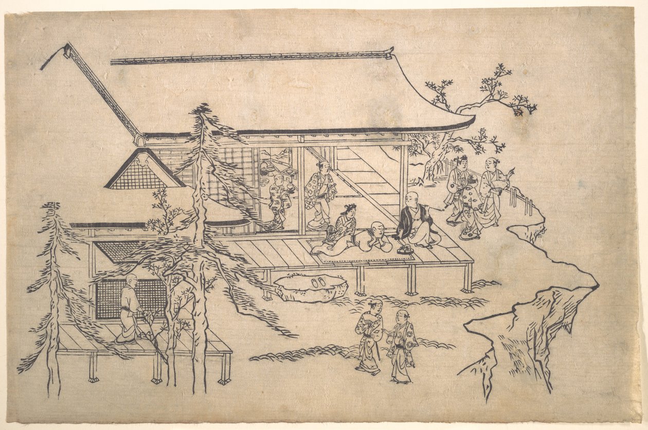 Virágnéző jelenet alkotó: Hishikawa Moronobu