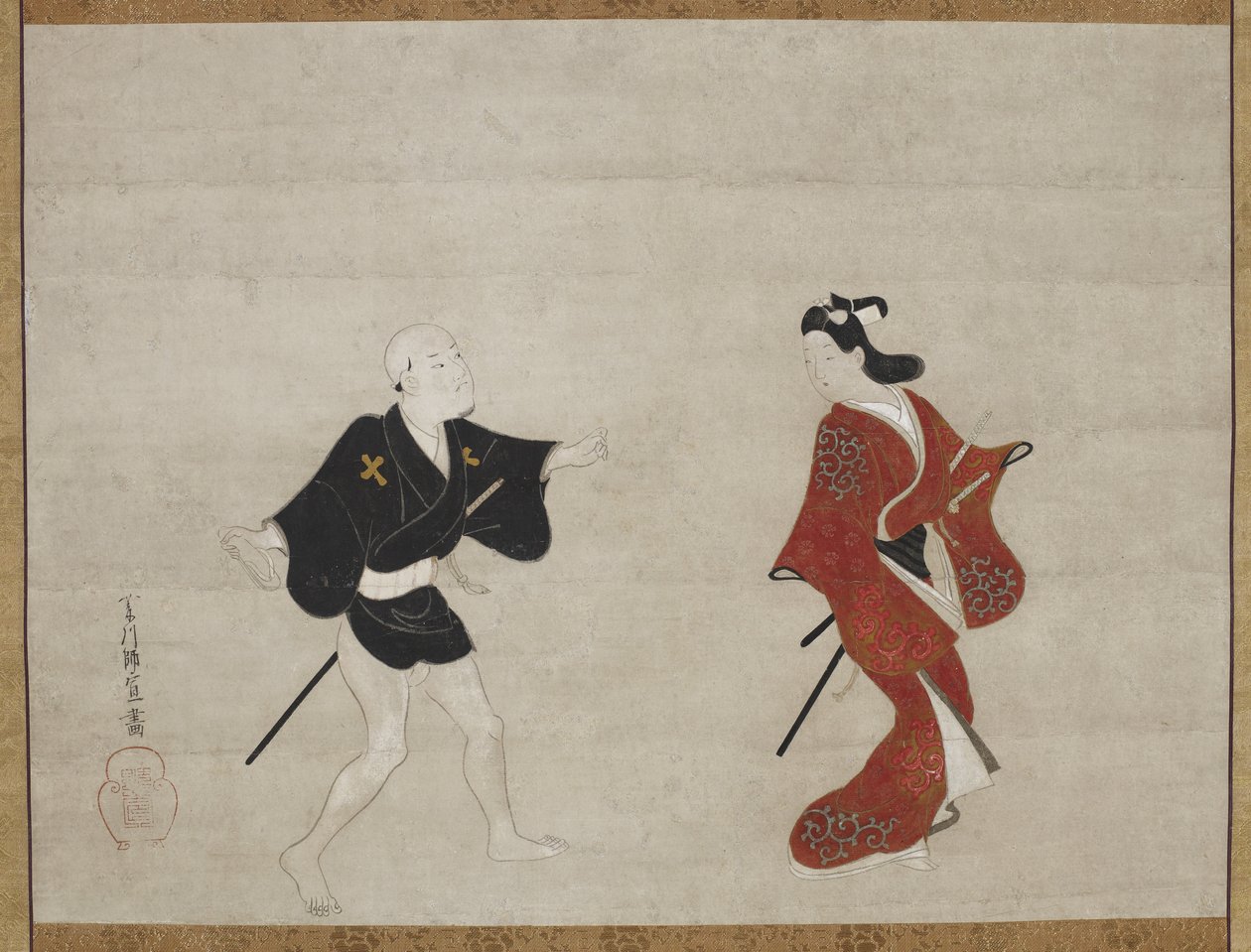 Nikuhitsu ukiyo-e: Huanshigong és Zhang Lian mitátája, 1690 körül. alkotó: Hishikawa Moronobu