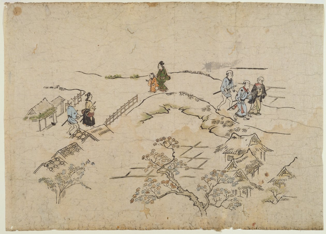 Yoshiwara no Tei, c.1680 (colour woodblock print) alkotó: Hishikawa Moronobu