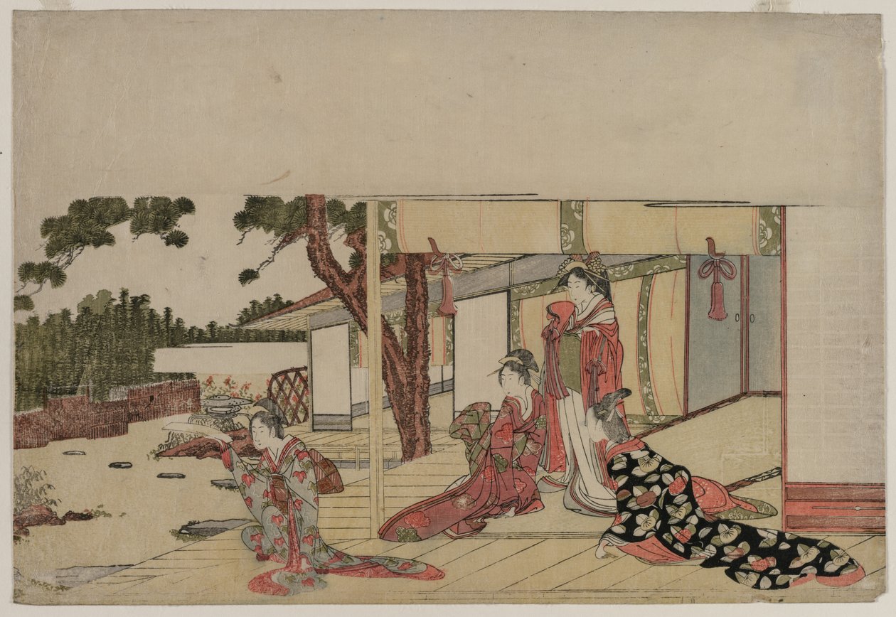 Nők a verandán c. 1800. alkotó: Hishikawa Sori III