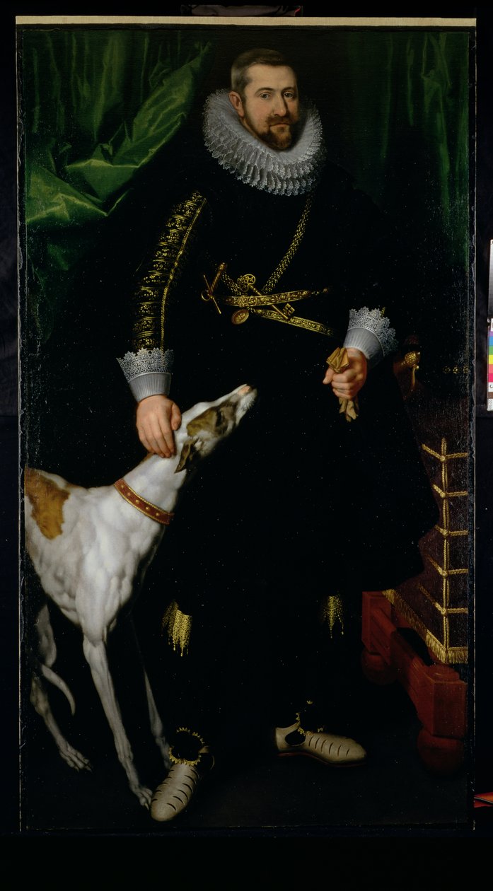 Egy úriember portréja, aki állítólag a flandriai Coudenhouve családból származik, 1610-20 körül (121430 pár) alkotó: Hispano Flemish School