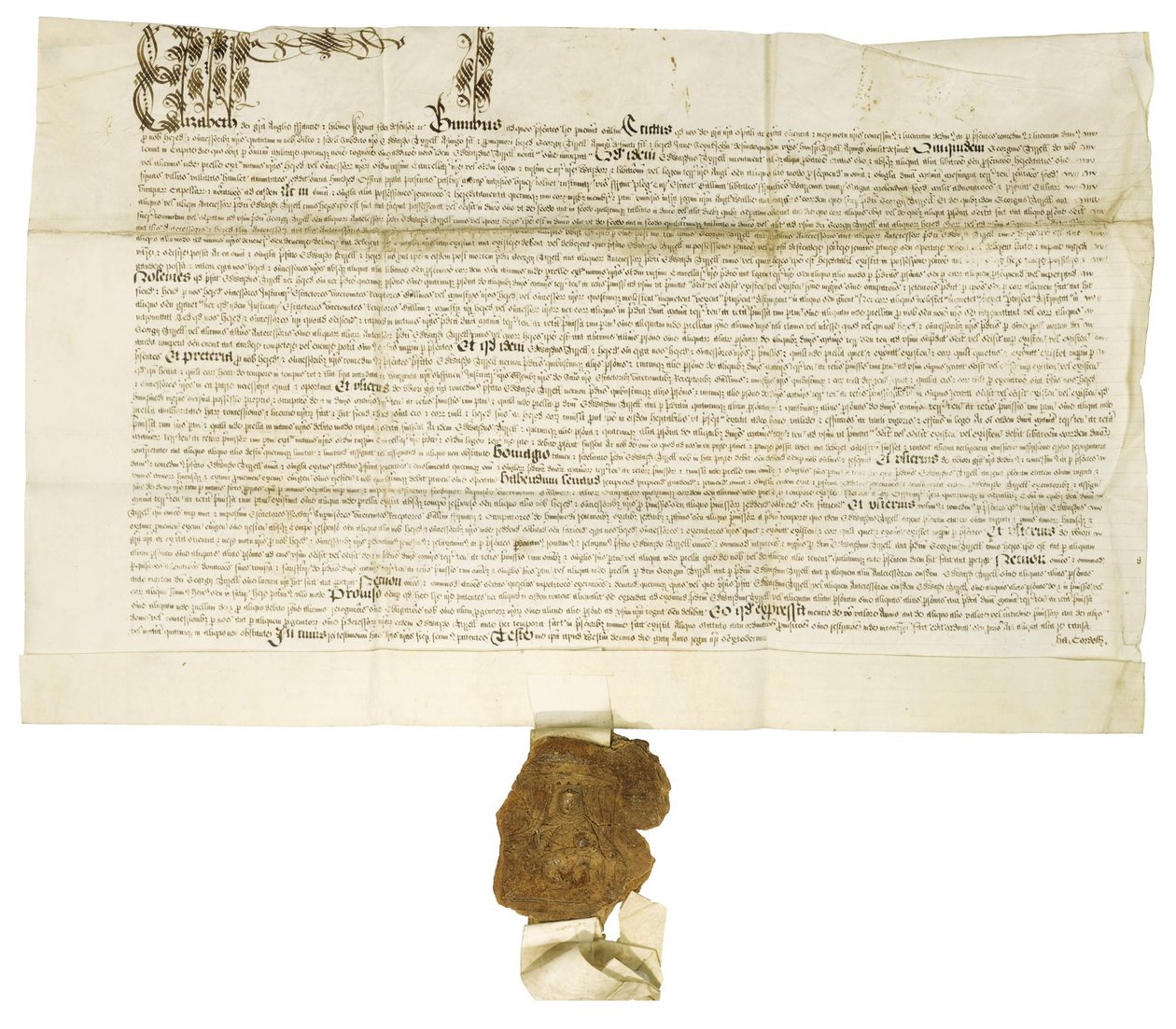 Erzsébet királynő által aláírt okmány királyi nagypecséttel, 1564 alkotó: Historical Document