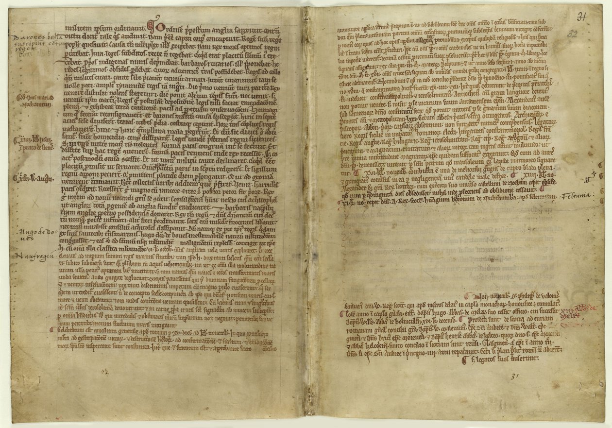 Verses beszámoló Magna Cartáról a Melrose-i apátság krónikájában, 1270-es évek alkotó: Historical Document