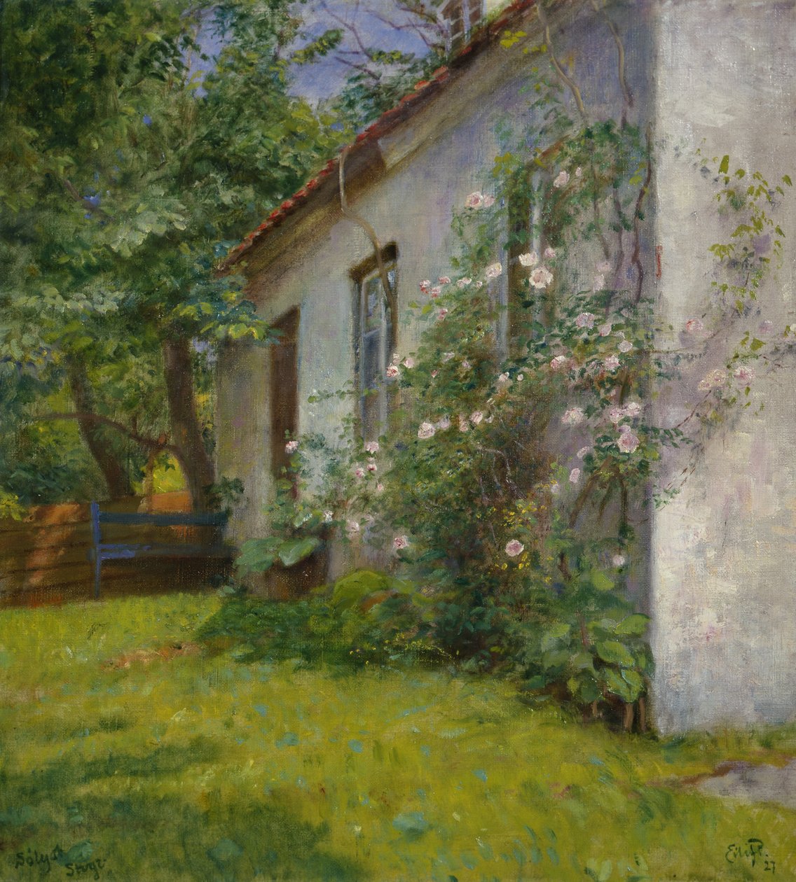 Ház rózsabokorral, Sandø alkotó: Hjalmer Eilif Emanuel Peterssen