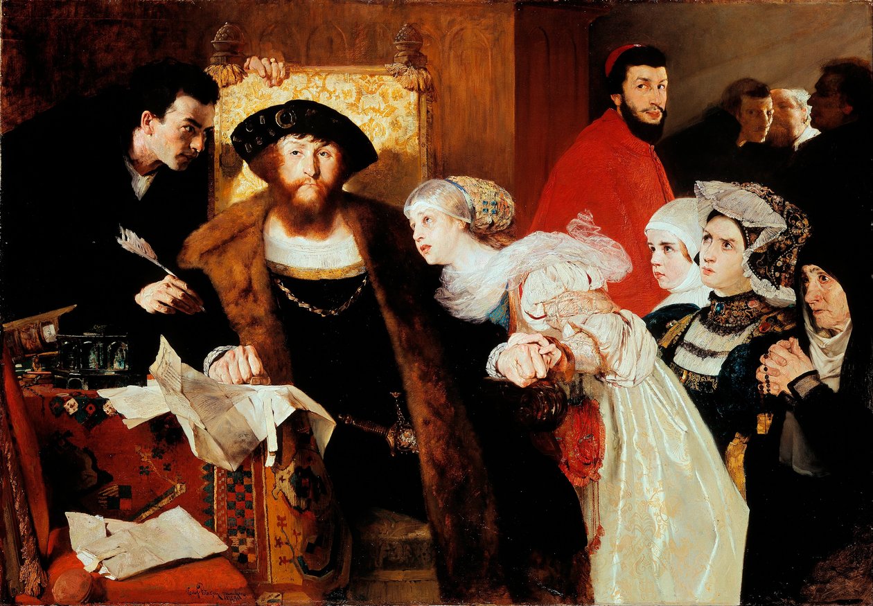 "II. keresztény, aki aláírta Torben Oxe halálos ítéletét 1517-ben" (II. keresztény, aki aláírta Torben ökör halálos ítéletét) Eilif Peterssen (1852-1928) festménye - 1876 - Olaj, vászon - 141,5x200 cm A Nemzeti Múzeum alkotó: Hjalmer Eilif Emanuel Peterssen