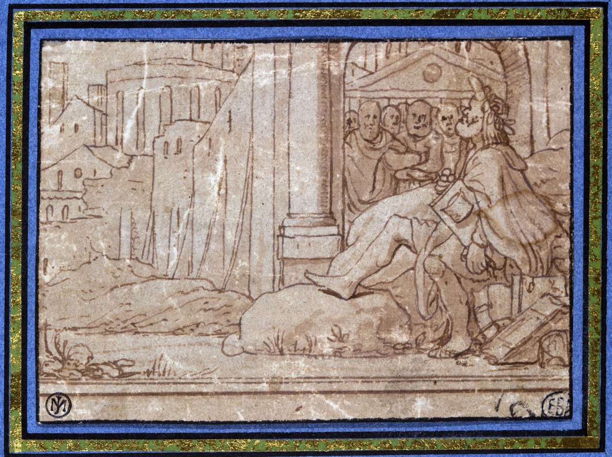 A Bölcs (meditáló). Hobben rajza. 16. század. alkotó: Hobben