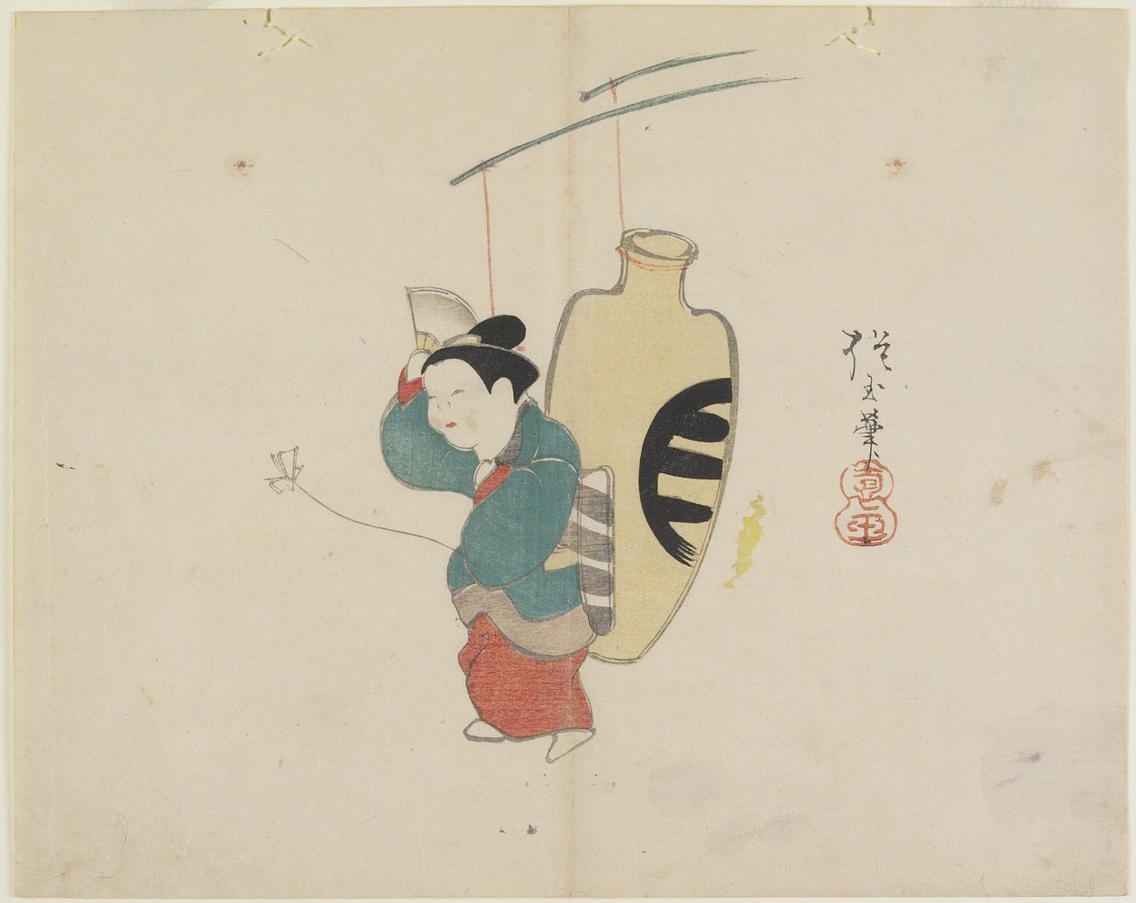 (Női figura és szaké palack mobilja), 1830 körüli. alkotó: Hogyoku