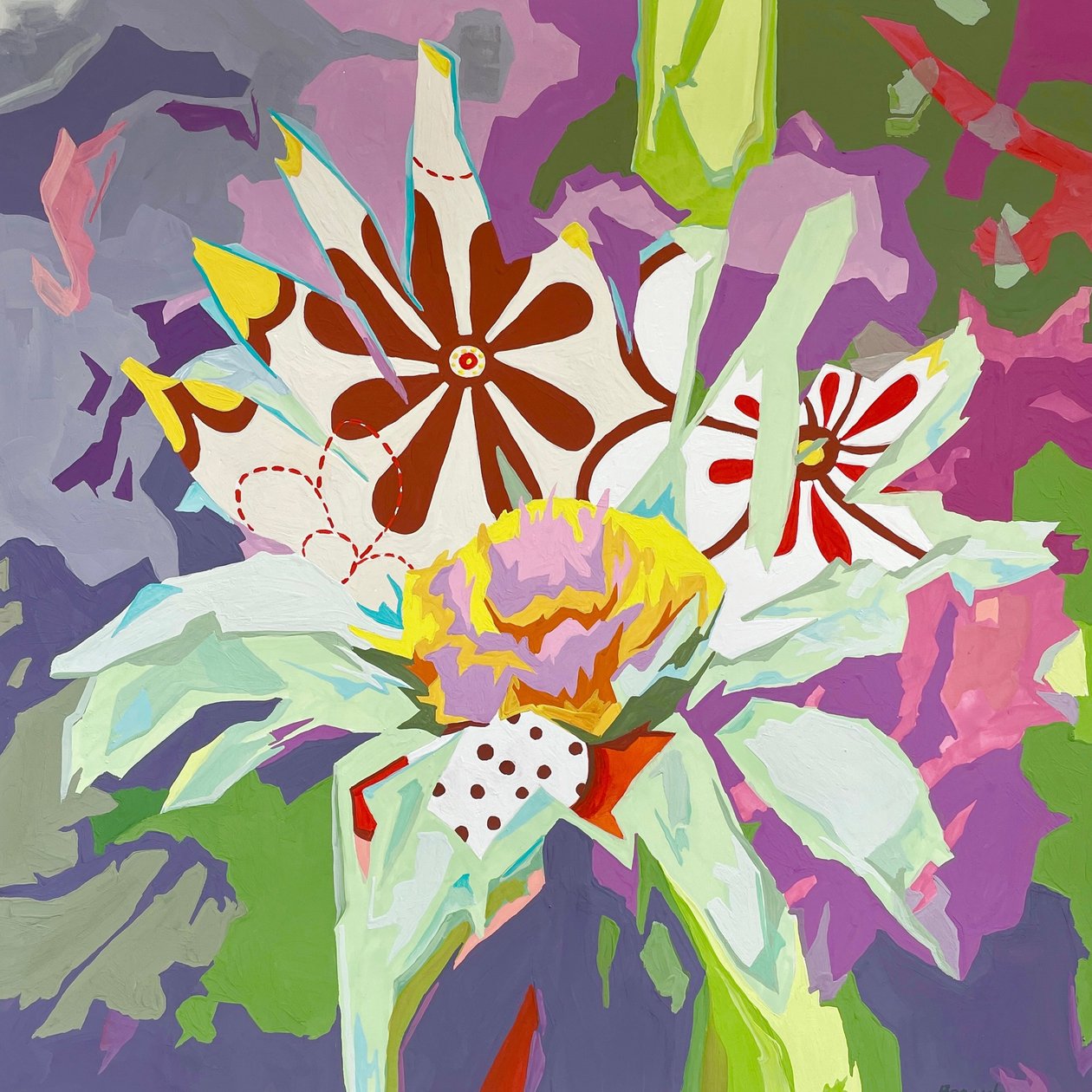Virágos absztrakt #1, 2023 (gouache, papír) alkotó: Holly Boruck
