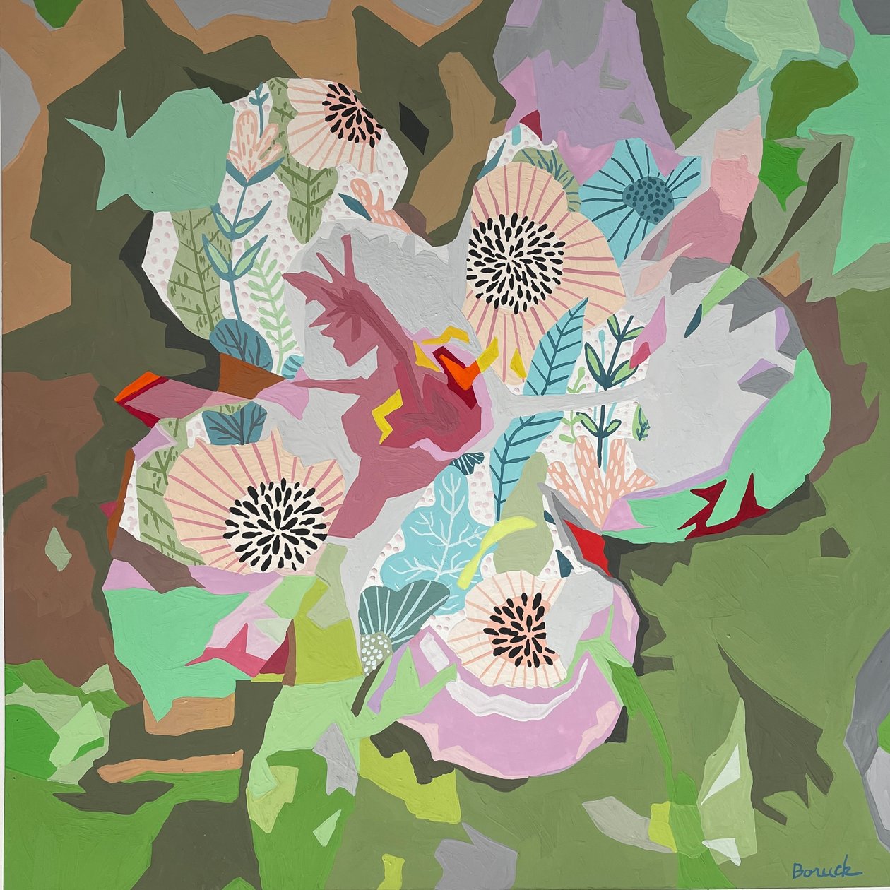 Virágos absztrakt #5, 2023 (gouache, papír) alkotó: Holly Boruck