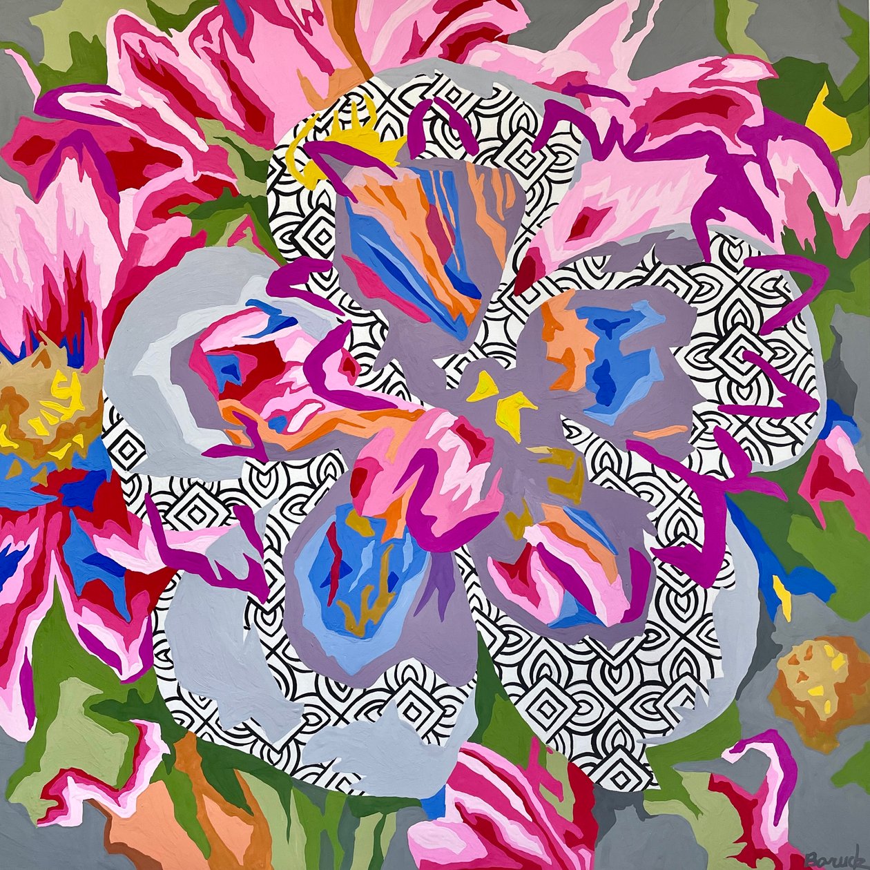 Virágos absztrakt #8, 2023 (gouache, papír) alkotó: Holly Boruck