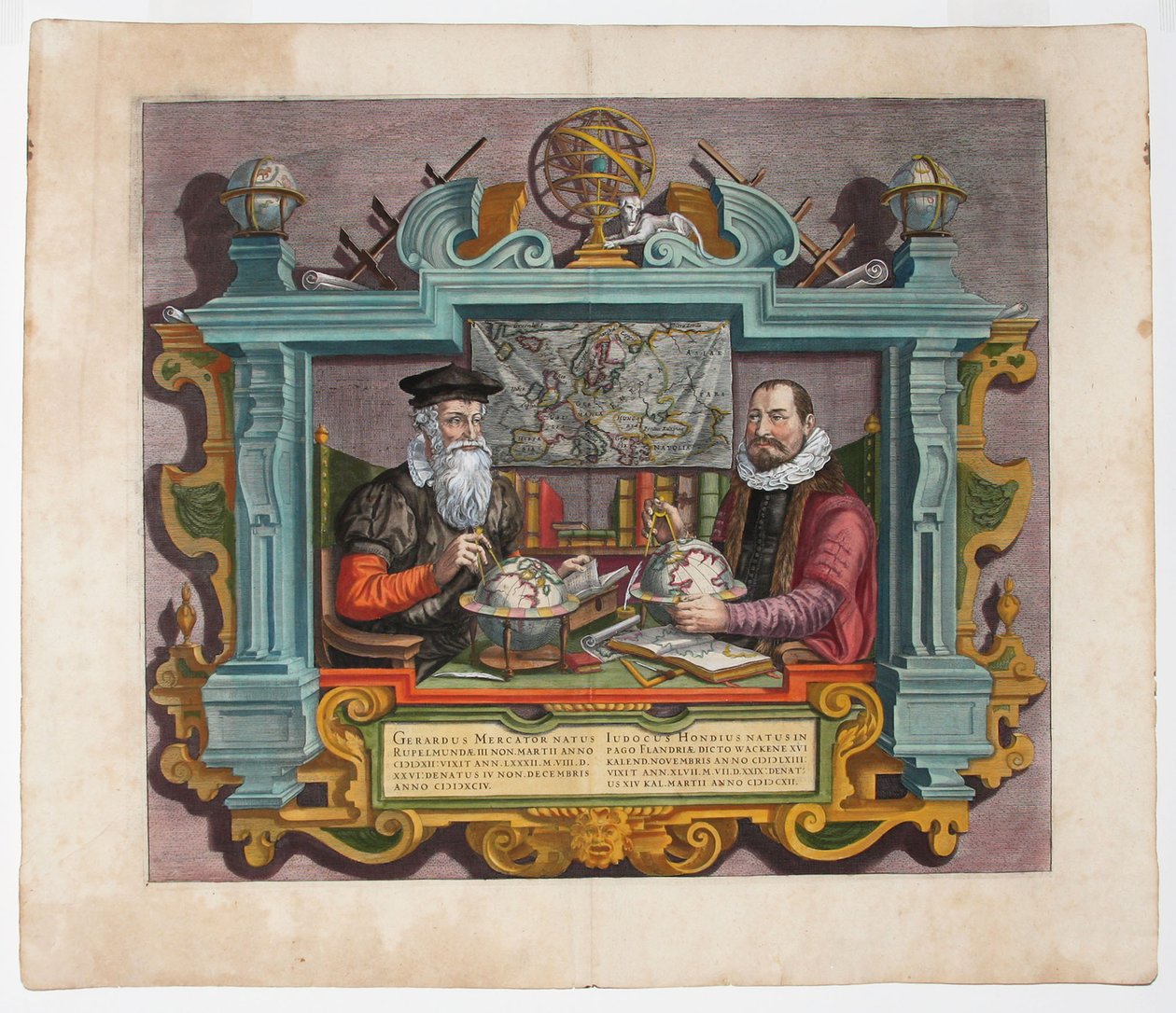 Gerardus Mercator 1512-1594 és Jodocus Hondius kettős portréja 1563-1612 alkotó: Hondius