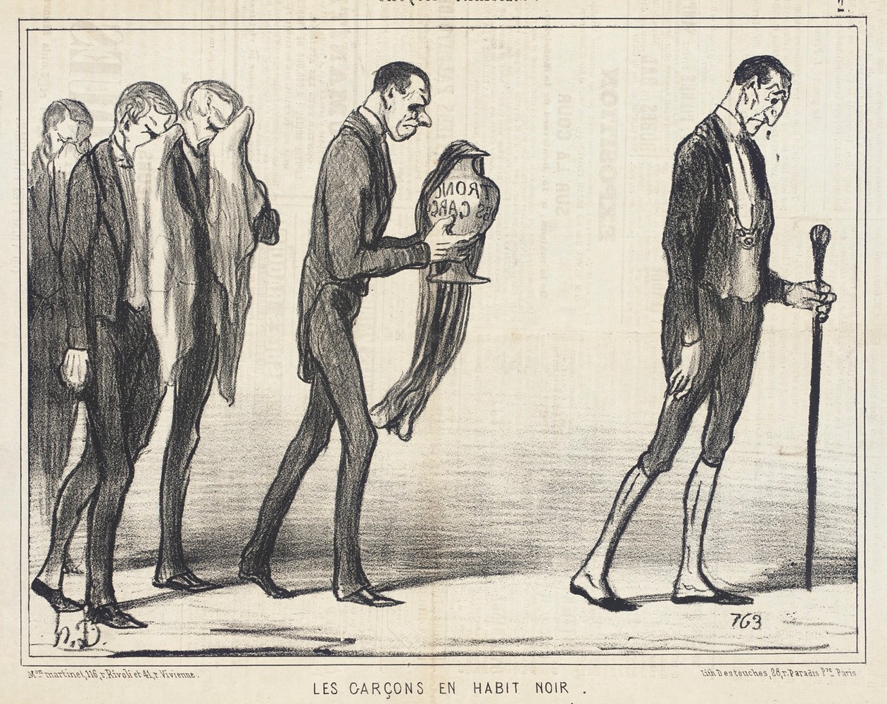 A fiúk fekete kabátban alkotó: Honoré Daumier