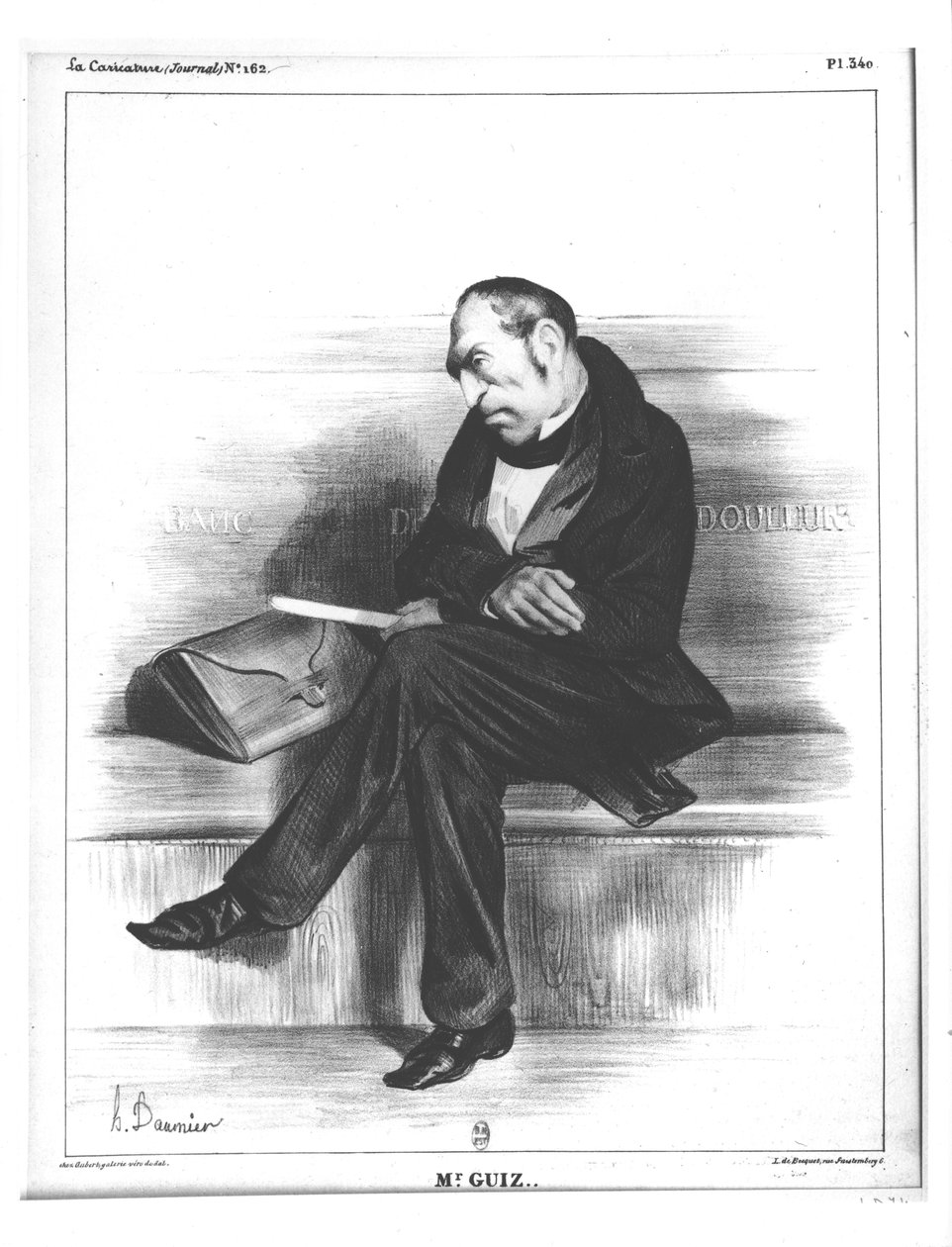 Francois Guizot (1787-1874) karikatúrája a "La Caricature" című műből. alkotó: Honoré Daumier