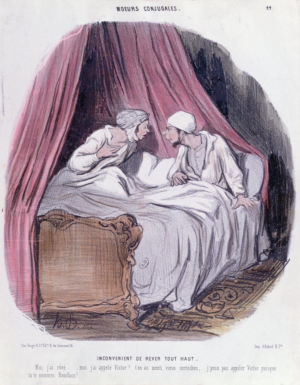 Rajzfilm a házasságról, tizenkilencedik század közepe alkotó: Honoré Daumier