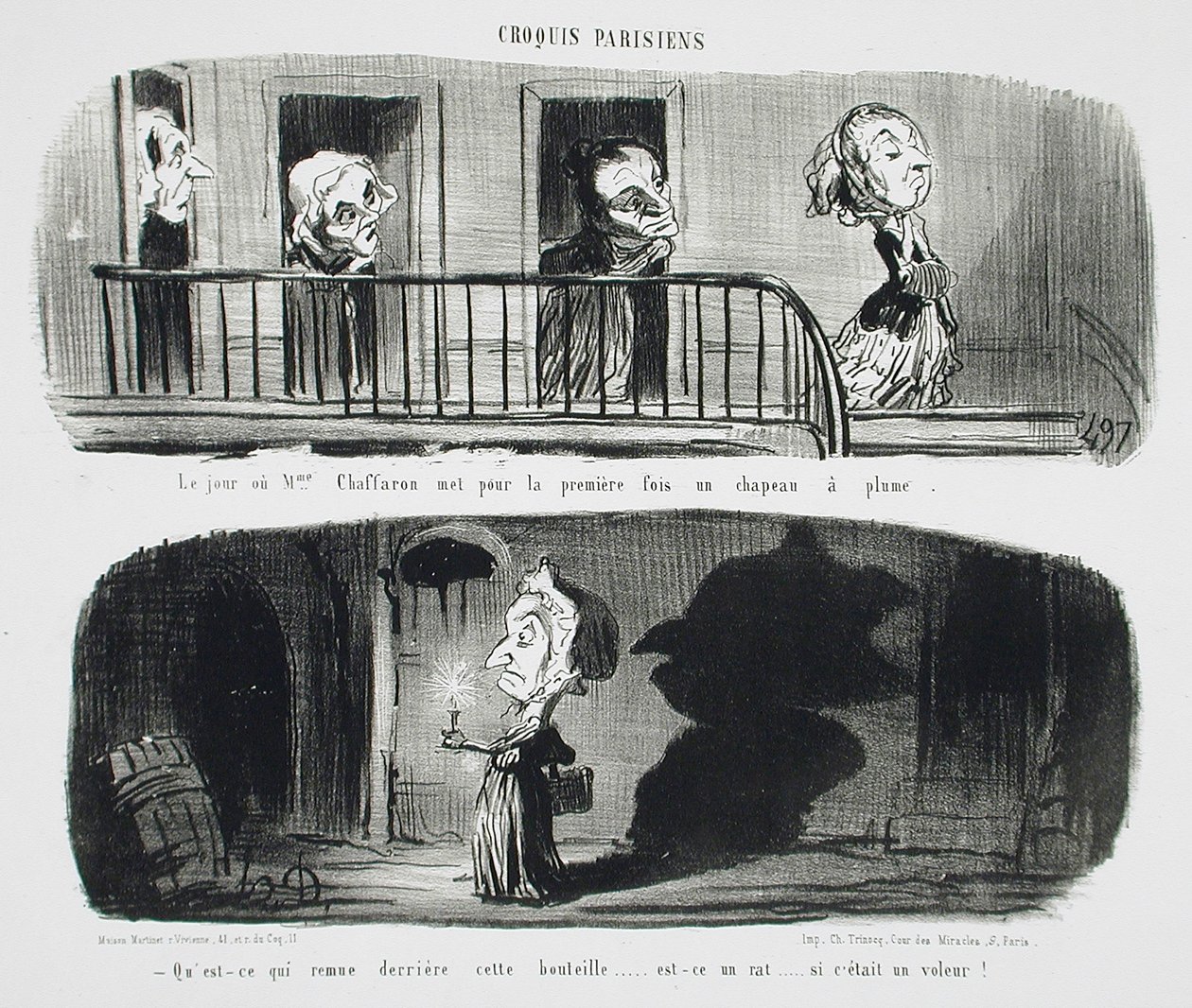 A nap, amikor Chaffaron asszony ... alkotó: Honoré Daumier