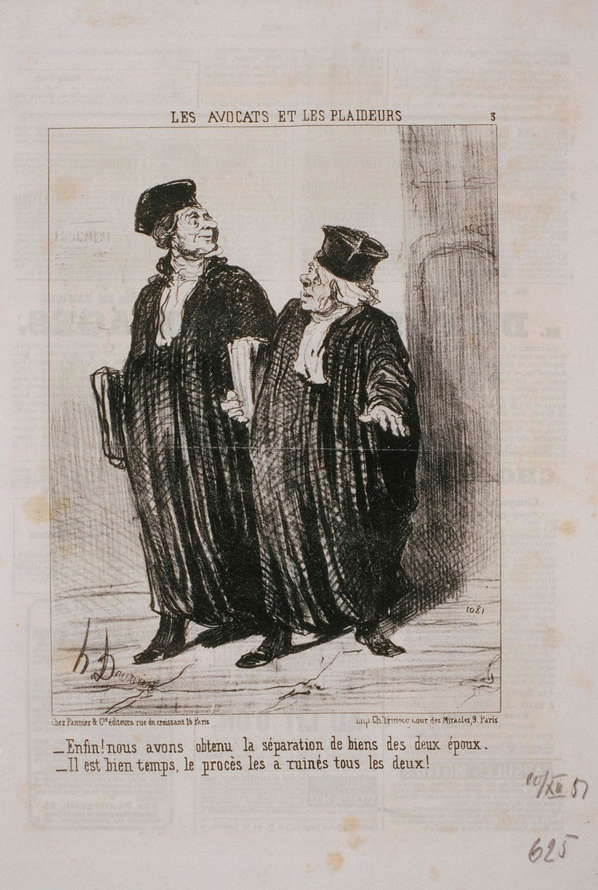 Ügyvédek és peres felek- végre! Elválasztottuk a vagyont ... alkotó: Honoré Daumier