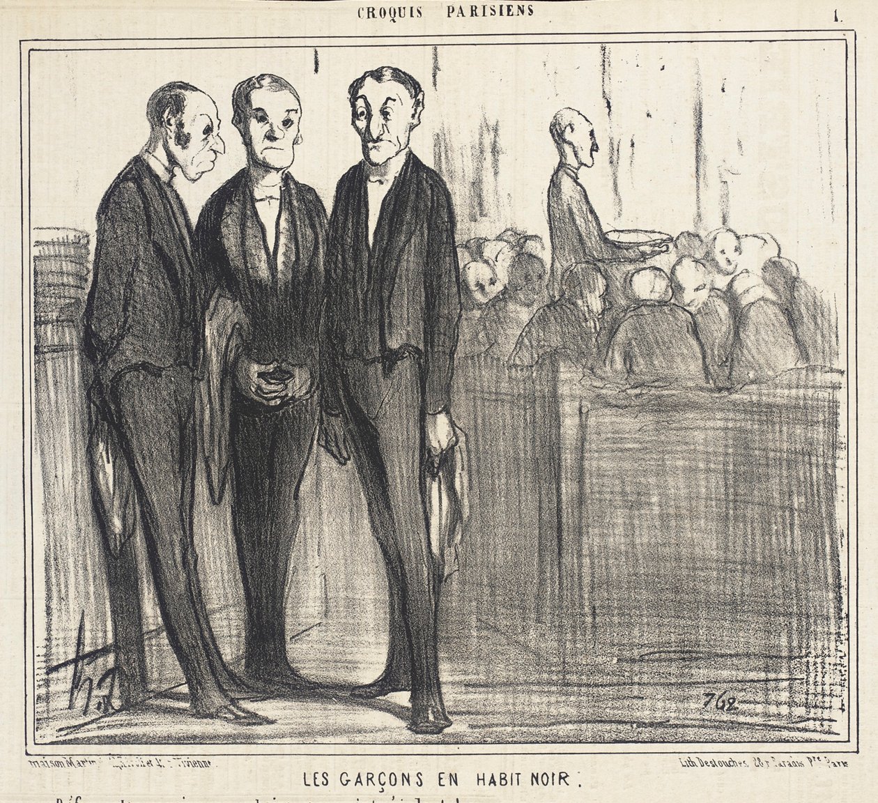 A fiúk fekete kabátban alkotó: Honoré Daumier